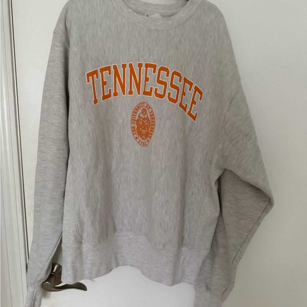 Champion Gray and Orange Tennessee Crew Neck Sweater